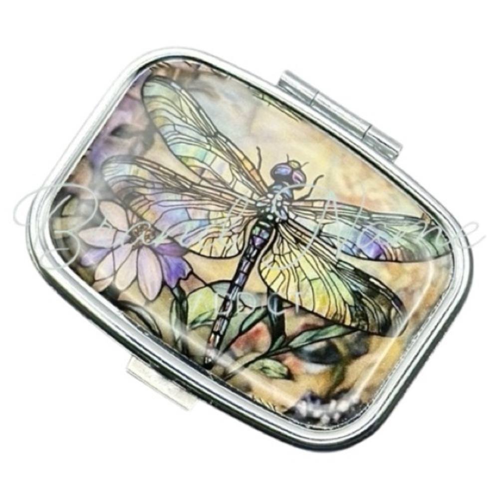 PRICE IS FIRM - Dragonfly Multi-Use Mirrored Pill Box Container